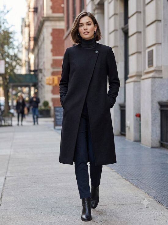 Babaton Jackets & Blazers - Babaton Long Black Structured Coat in Black Size 6